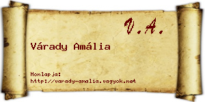Várady Amália névjegykártya